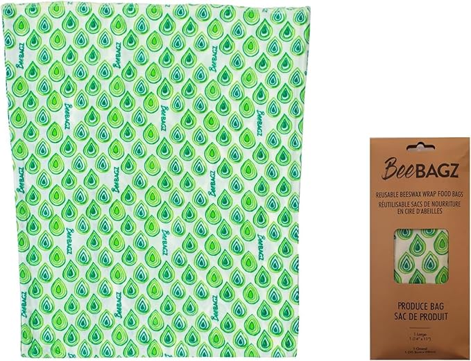 BeeBAGZ - 1 Pack - Beeswax Wrap Storage Bag - Plastic and Silicone Free - Reusable Beeswax Food Wraps Bags(1, 11” x 14” (Green)