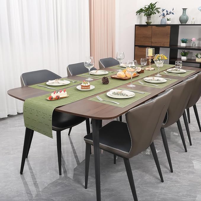 Myir JUN Placemats Set of 10, Vinyl Woven Placemats Place Mats Indoor Set of 10 Washable Table Mats Non-Slip Place mats for Dining Table (Green)