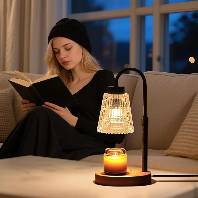 MEIXISUE Black Candle Warmer Lamp WithTimer and Dimmer,Fragrance Electric Wax Melt Warmer with 2 Bulbs,Scented Jar Lamp,Mother's Day/Birthday/Gifts Christmas for Mom/Wife,Home Decor,Adjustable Height