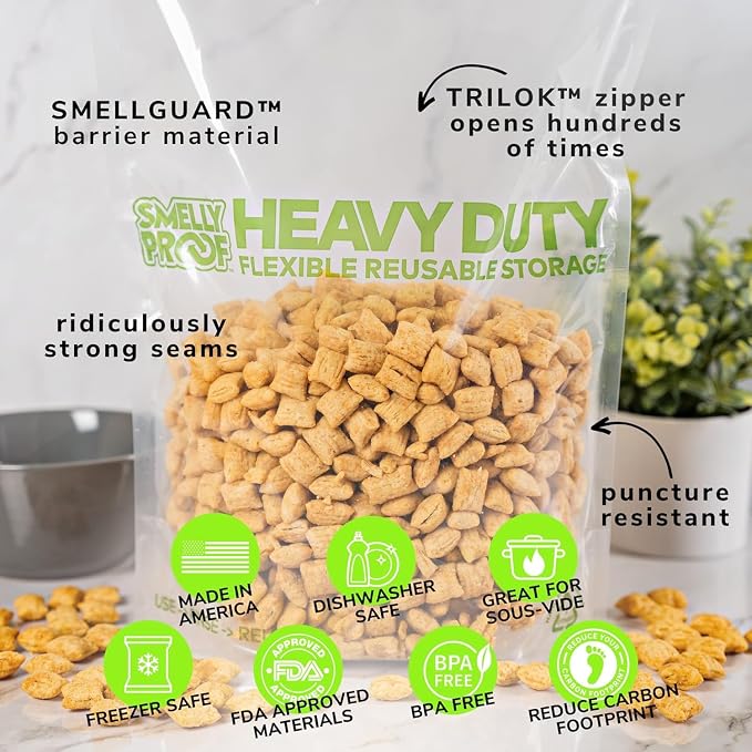 50 x HEAVY DUTY 5mils Thick Dishwasher-Safe STAND-UP Reusable Bags, US-MADE, Extra Durable Washable Reclosable Food Storage Extra Large Bags, XXL 12"x16" 2-Gallon 50-Pack