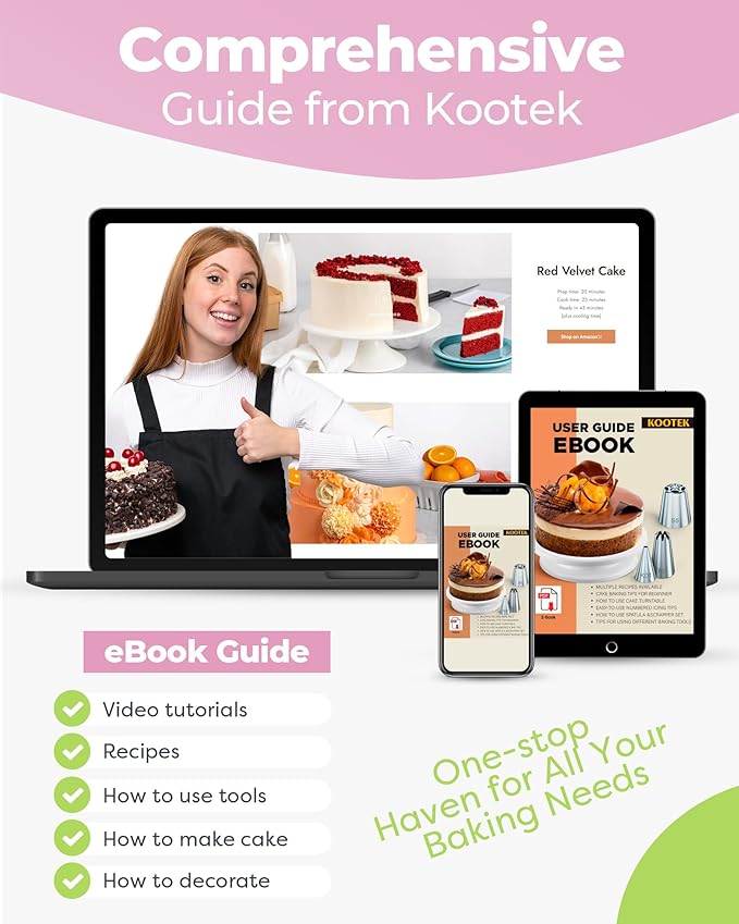 Kootek 90 PCs Piping Bags and Tips Set, Cake Decorating Supplies Kit with 55 Numbered Icing Piping Tips, 20+2 Pastry Bags for Cake Cupcake, Frosting Piping Kit with Booklet and eBook