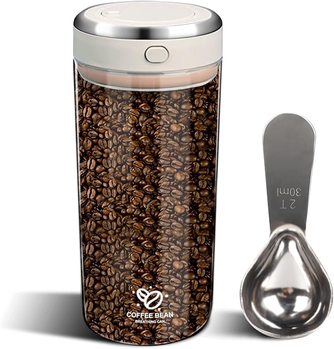 Coffee Canister with Premium Glass, Airtight Coffee Container with One-Way CO2 Valve and Freshness Tracker Clear Borosilicate Glass Coffee Canister Perfect for Coffee Bean Storage (1.8Qt)