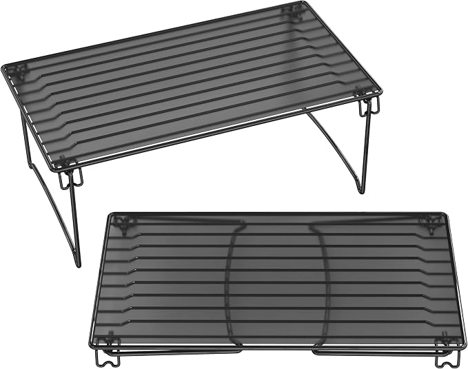 Deco Brothers Stackable Cabinet Shelf Organizer, 2 Pack, Black
