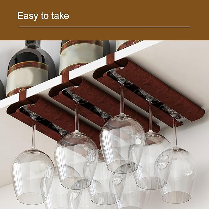 Wine Glass Holder, Under Cabinet Wine Glass Rack, Iron Wine Glass Rack, Hanging Stemware Rack Organizer Hanger, Complete Your Home Bar & Kitchen Storage(White,26 * 10 * 3cm/10 * 4 * 1in)