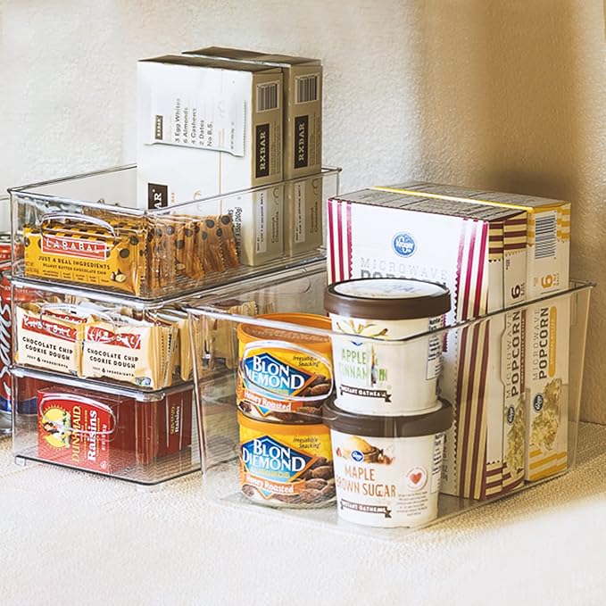 Sorbus Set of 8 Clear Fridge Organizers - Refrigerator & Pantry Bins for Organizing Food - 2 Different Sizes with Handles - Kitchen, Bathroom, & Closet Storage Containers