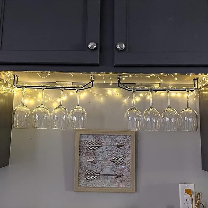 Single slot Wine Glass Rack, Under Cabinet Wine Glass Holder, glass cup Storage Hanger Organizer, Hanging Stemware for Kitchen Bar (Size : 27.5 * 4.8 * 10.8cm)