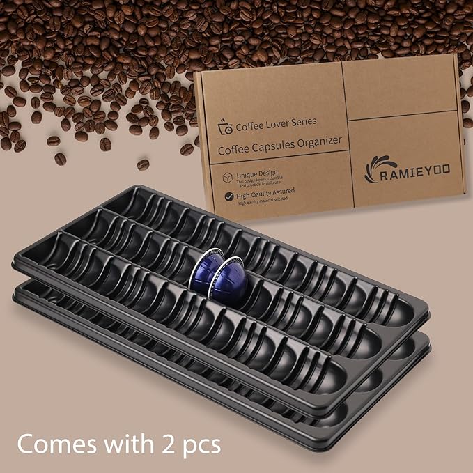 Coffee Pod Storage holder,Drawer Insert tray Holds 60-90pods Compatible with Nespresso Vertuo Vertuoline Capsules for Kitchen,Home,Office (Black)