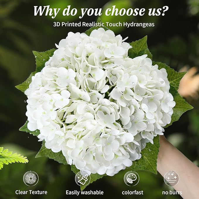 Leftover Hydrangea Artificial Flowers with Vase,White Real Touch Hydrangea Flowers with Butterfly,Faux Hydrangea Flowers for Floral Centerpieces for Tables,Home Decor,Wedding Decor,Coffee Table Decor