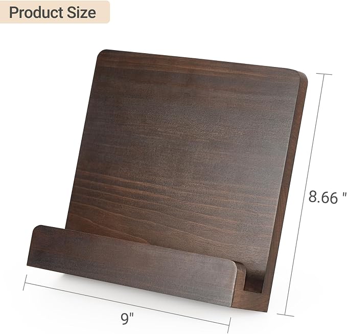 Dahey Cookbook Stand for Kitchen Counter Wooden Recipe Book Holder Adjustable Cookbook Holder Holds Books, Recipes, Phones & Tablets, Perfect for Cooking Lover Gift, Kitchen Decor