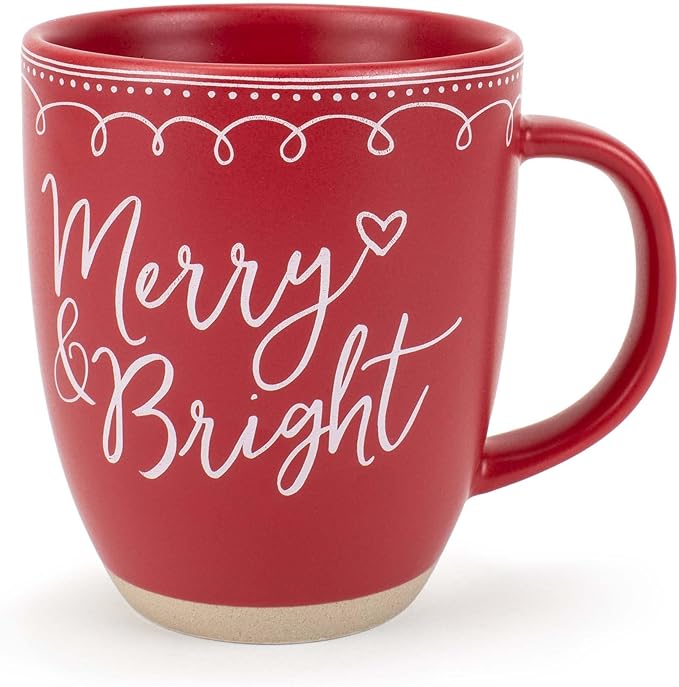 Elanze Designs Merry Raw Clay Bottom Red 16 ounce Ceramic Christmas Coffee Mug