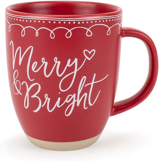 Elanze Designs Merry Raw Clay Bottom Red 16 ounce Ceramic Christmas Coffee Mug