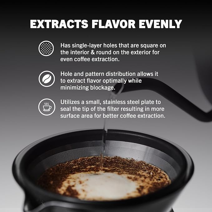 Able KONE compatible with Chemex: The Original Reusable Black Titanium Coffee Filter