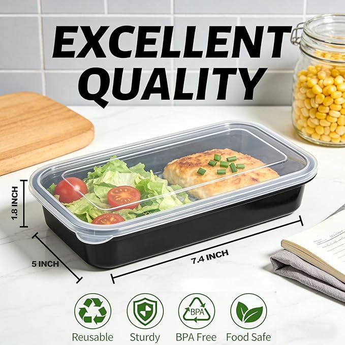 50 Pack Meal Prep Containers: Disposable & Reusable Food Storage Containers with Lids, Leakproof To Go Boxes 24 oz, Food Prep Containers BPA-free, Microwave/Freezer Safe