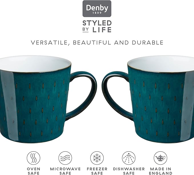 Denby Greenwich Set of 2 Cascade Mugs, Green, 024048615