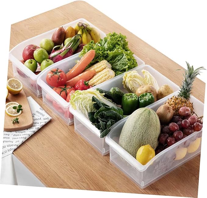 CHILDWEET 2pcs Clear Refrigerator Organizer Bins Drawer Style Plastic Storage Container for Kitchen and Pantry Organization and Convenient Design for Easy Access