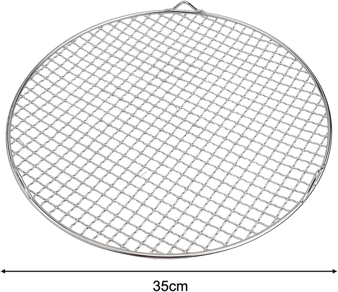 Stainless Steel Round Cooling Rack Wire Baking Grill Sheet Rack with 3 Legs for Pies Cakes Biscuits Pizza Barbecue Grilling Drying Steaming Draining Water Kitchen Tools Silver(35cm)