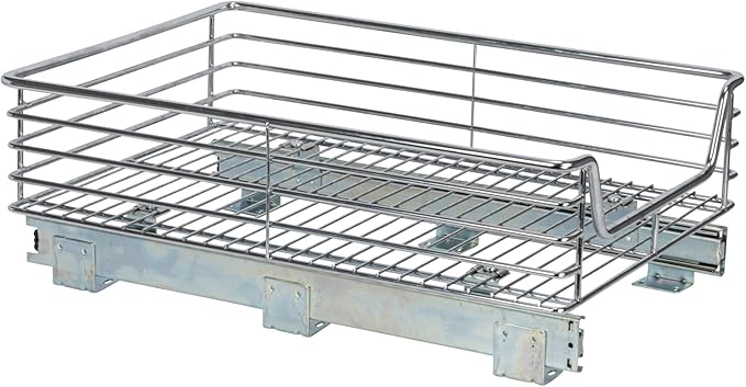 Household Essentials Chrome-Plated Steel Pull-Out Basket Organizer