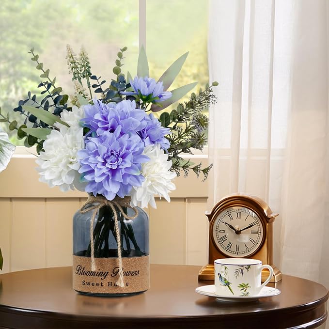 Leftover Fake Flowers in Vase,Artificial Flowers in Vase,Table Centerpieces for Dining Room,Flower Centerpieces for Tables,Faux Flowers for Kitchen Decor,Coffee Table Decor…
