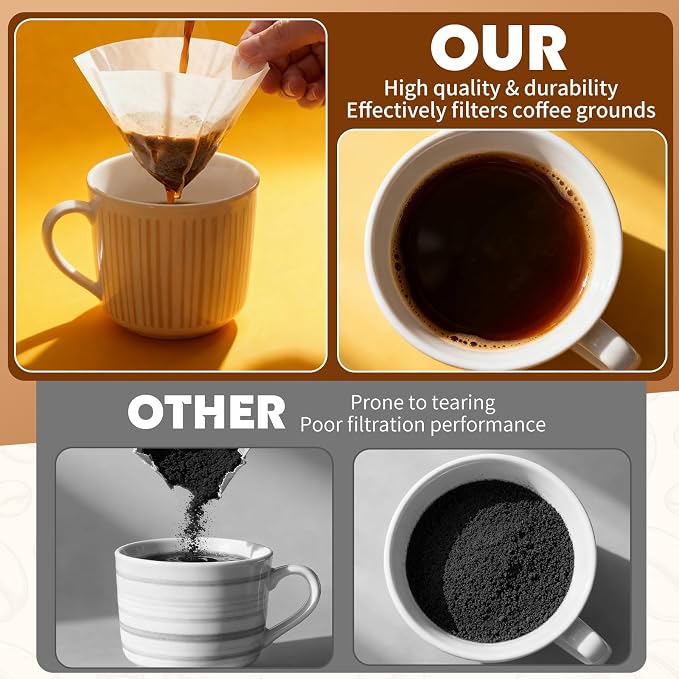250 Count Coffee Filters #4, Disposable Coffee Filters 8-12 Cup, Size 04 Paper Filters for Pour Over and Drip Coffee Maker