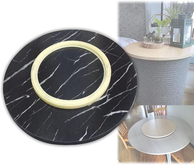 360° Turntable Round Wooden Serving Tray Plate, Smooth Running, Not Easy To Tilt, Large Turntable Lazy Susan For Kitchen, Hotel And Restaurant Tabletop Rotating Serving Plate (Color : Black, Size :