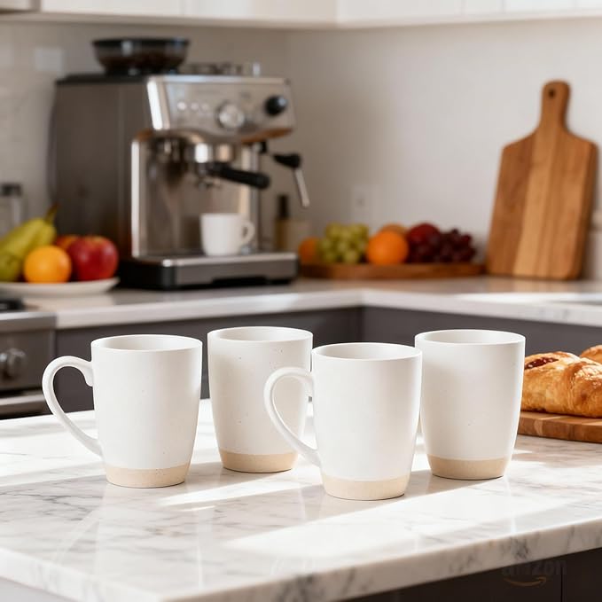 Ynfree Mother's day Ceramic Large Latte Mug Set of 4, 16oz - Microwavable, Porcelain Coffee Cups With Big Handle - Modern And Fashion Style For Kitchen,For mom, grandma,wife
