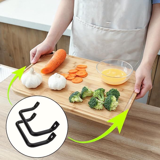 4 Pcs Side Fixing Handle for Trays, Serving Tray Handles Hardware, Cutting Board Cabinet Hardware Handle Pull for Kitchen(with 8 Screws)