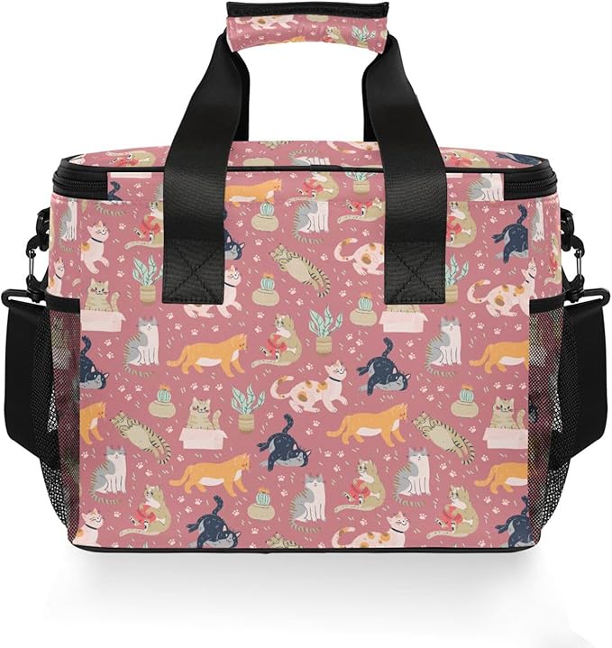 Cute Funny Cats Lunch Bag for Women Men 15L Insulated Lunch Box Large Leakproof Cooler Bag with Adjustable Shoulder Strap for Adult Work Picnic