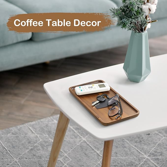 Small Acacia Wood Serving Tray – 12 Inch Rectangular Wooden Decorative Tray for Food, Appetizers, Snacks, Desserts, Coffee Table, Bathroom, Entryway, Vanity, Home Decor Organizer