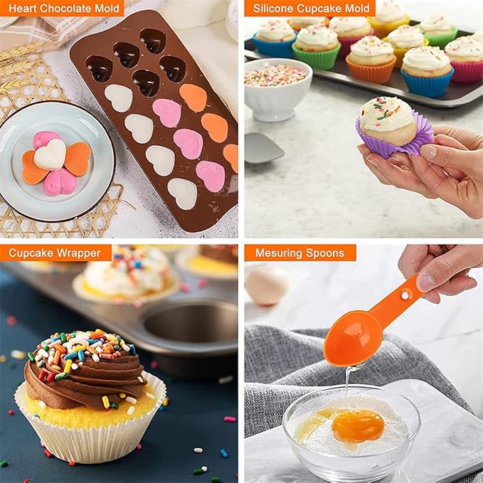 Cake Decorating Kit with Rotating Turntable, Non-Stick Cake Pans, Piping Tips, Spatulas, Scrapers & Silicone Cupcake Liners - Complete Baking Supplies for Beginners & Home Bakers 360PCS