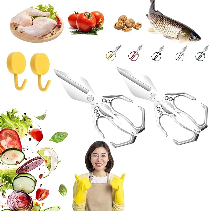 Heavy Duty Kitchen Shears, Multifunctional Heavy-Duty Kitchen Shears, Japanese Cooking Shearss for Chicken, Meat, Seafood Cutting