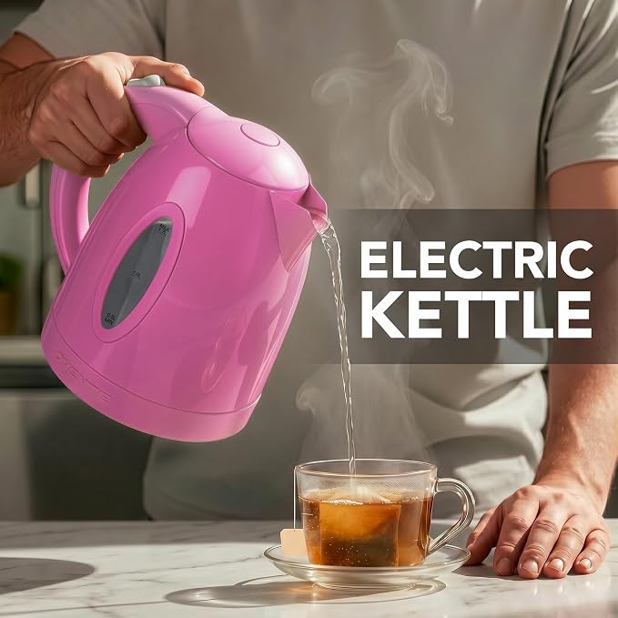 OVENTE Electric Kettle, 1.7L Fast Boiling Water Heater for Coffee or Tea, BPA Free with Water Level Gauge, Auto Shut-Off, Boil-Dry Protection, Indicator Light and Removable Filter, Pink KP72P