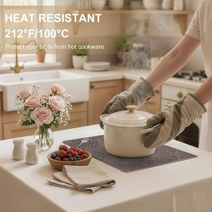 homing Faux Leather Heat Resistant Placemats 4 Packs, Waterproof Wipeable Dining PU Place Mats for Indoor & Outdoor, Easy to Clean, Brown