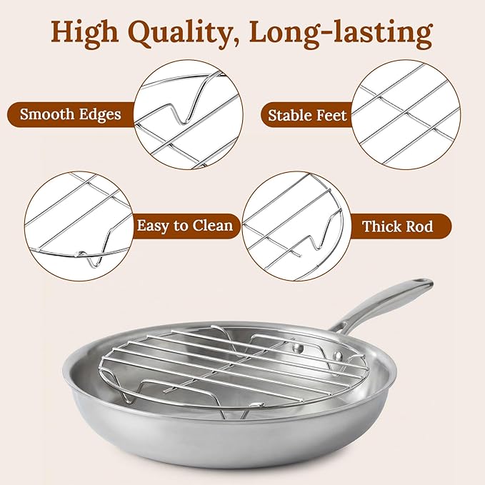 Steaming Rack 6.77'' Stainless Steel Steamer Rack Pot Accessories for Roasting Cooking Cooling and Steaming in Kitchen and Outdoors Fits 3/6 Qt Pressure Cooker Dutch Oven Air Fryer