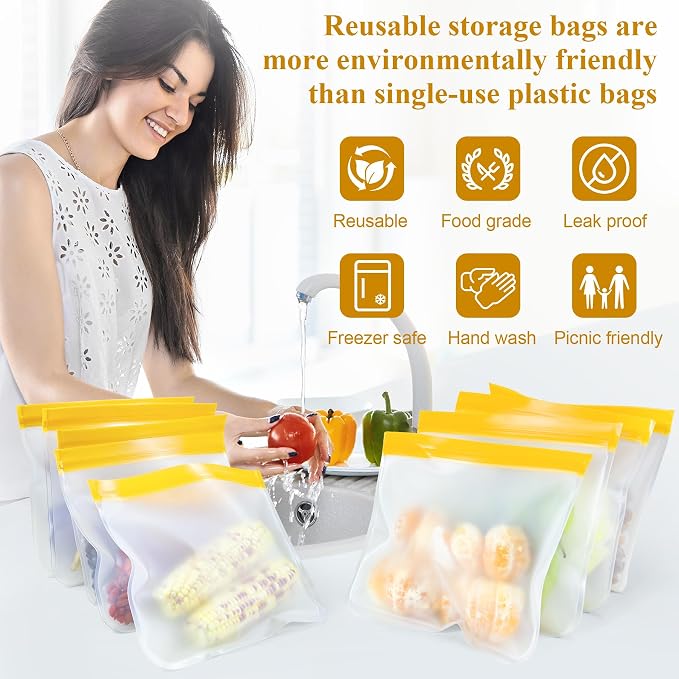 10 Pack Reusable Sandwich Bags, Silicone Sandwich Bags Reusable, Reusable Silicone Bags, Leakproof Sandwich Containers for Lunch Boxes, Travel Picnic, Work, Home Use