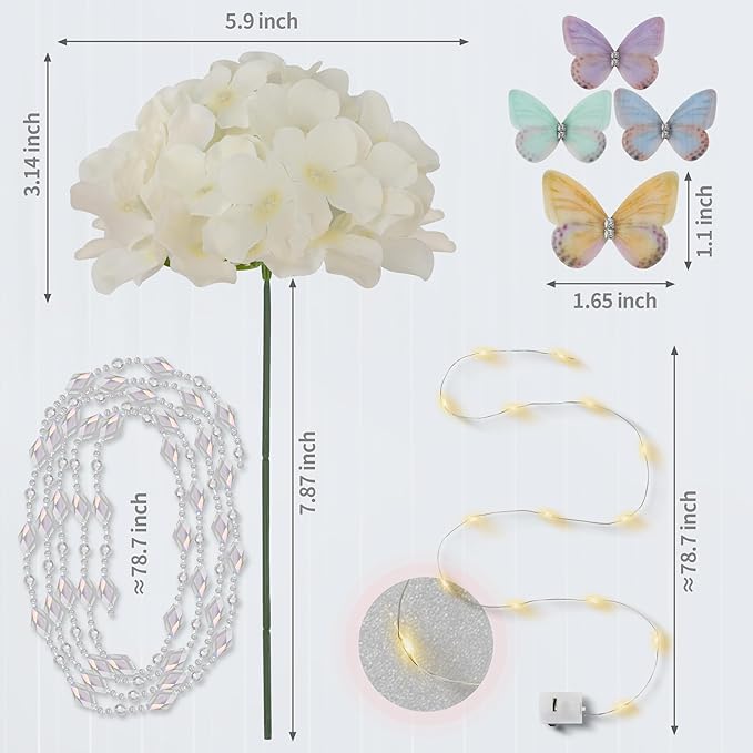 64 PCS Silk Hydrangea Flowers with Detachable Stems, Full Artificial Hydrangea Heads for Wedding Centerpieces, Bridal Shower Bouquets, DIY Floral Arrangements & Home Decor