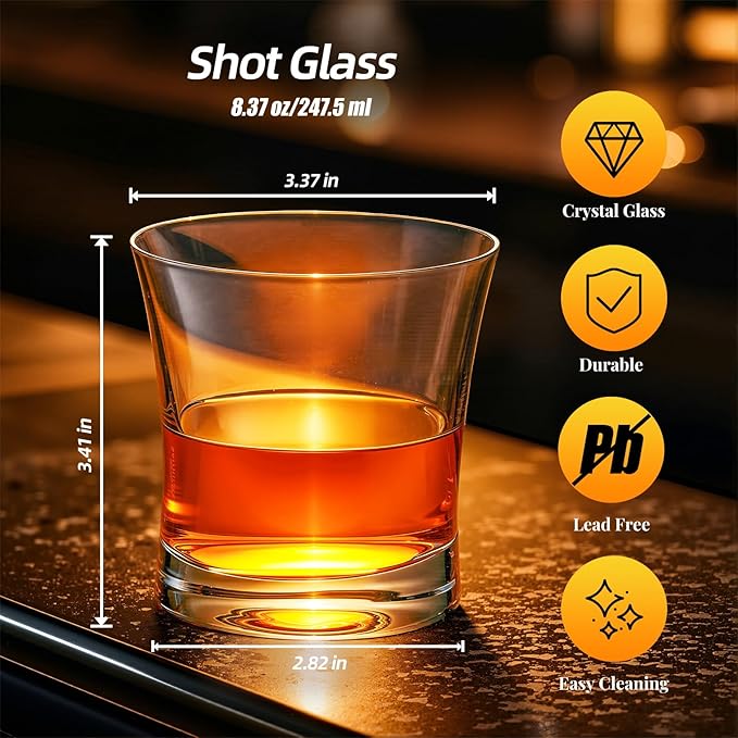 KAMMAK Shot Glasses Set of 2, 280ml/9.5oz Clear Espresso Shot Glass with Heavy Base for Bar Restaurants Home, Small Whiskey Shot Glass for Vodka, Whiskey, Tequila, Spirits & Liquors