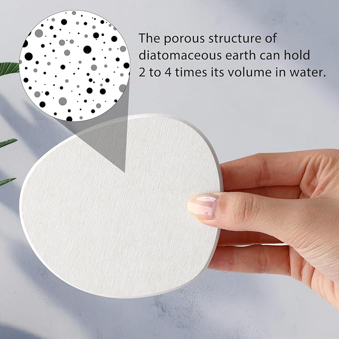 Diatomaceous Earth Coaster ，Set of 6，Unique White Absorbent Coasters for Drinks，Modern Aesthetic Instant Dry Stone Drink Coasters（6,White）