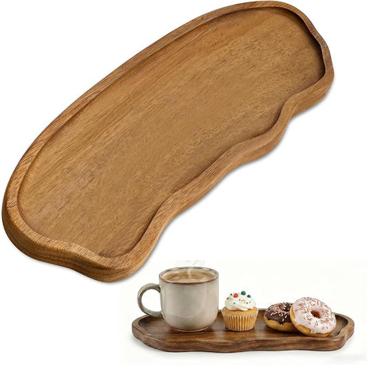 Small Wooden Tray | Acacia Wood Tray for Vanity, Bathroom Counter, Coffee Table & Toilet | Perfect for Jewelry, Remote, Perfumes & Catch All | Mini Charcuterie Board Serving Platter (Cloud Shape)