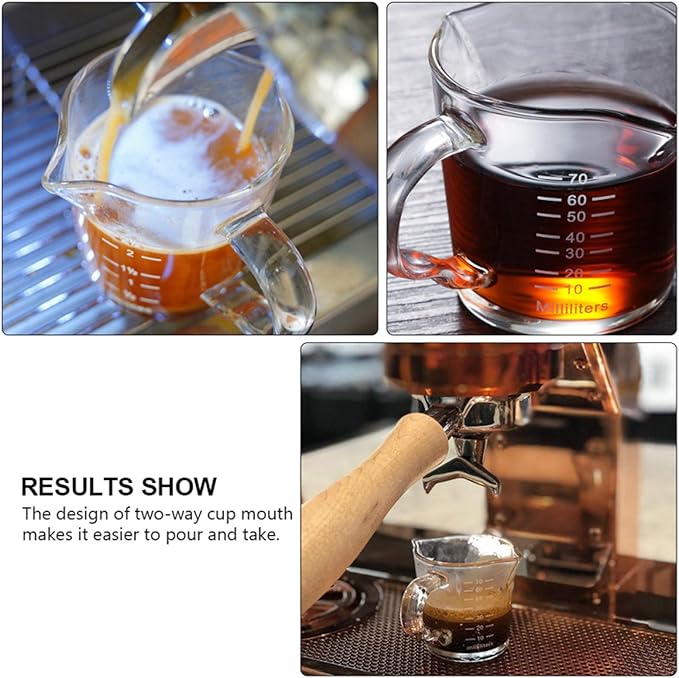 70ml Mini Glass Measuring Cup with handle 2 oz Shot Glass Espresso Jugs Measure Cup Glass Jigger Spirit Round Graduated Beaker Measuring Cup for Bar Party Wine Cocktail Drink Shaker Milk Coffee