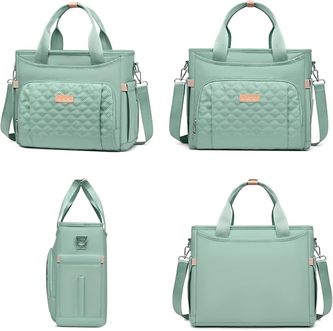 AIJIEKE Large Insulated Lunch Bag for Women Men, Work Lunch Box Tote, Green | Leakproof, durable multi-compartment cooler. Reusable with shoulder strap. Perfect for travel meal prep, picnic, beach