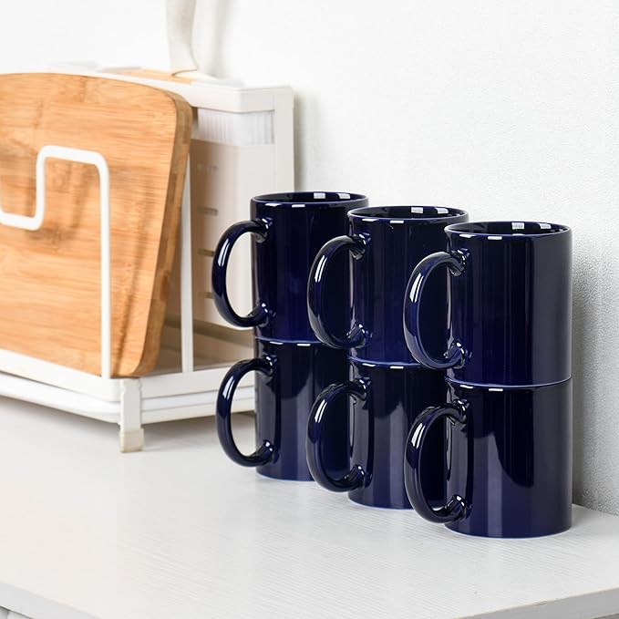 BYCNZB 12oz coffee mug set of 6 Coffee Mugs for Coffee, Tea, Cocoa, Milk（cobalto）