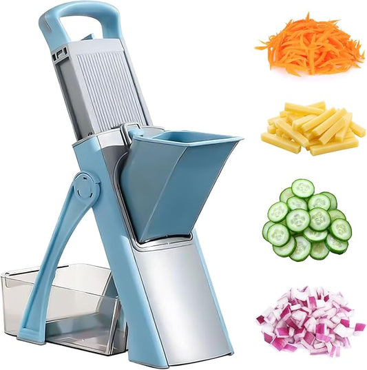 Upgraded Safety Vegetable Slicer and Chopper, Adjustable Vegetable and Food Processor, Potato and French Fry Cutter, No Blade Replacement Required, Kitchen Cutting Tool.