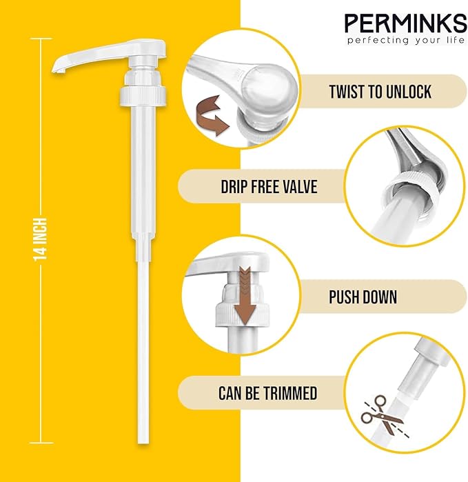 Syrup Pumps- Compatible with Torani and Davinci Bottles (25.4 oz-750ml) (Set of 6, White)