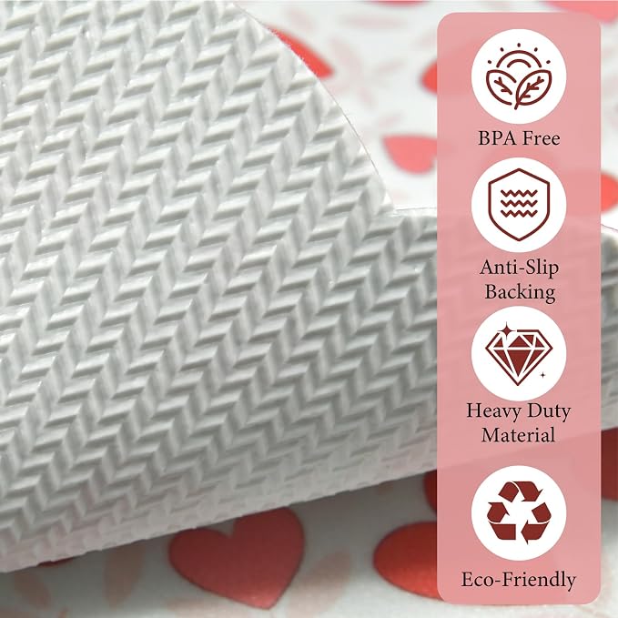 Vinyl Placemats Set of 4-12x17 Inch - Heat Resistant Washable Place Mats Waterproof Non-Slip Wipeable Table Mats for Dining Table Decor, Indoor/Outdoor Plastic Love Mat.