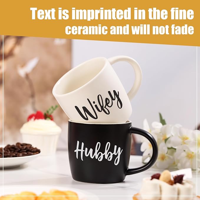 Wedding Gifts for Couples 2026, Wifey Hubby Mugs Set of 2 Coffee Mug, Bridal Shower Gift, Mr and Mrs Coffee Mug, Wedding Couples Gift for Bride Groom，Engagement Gifts