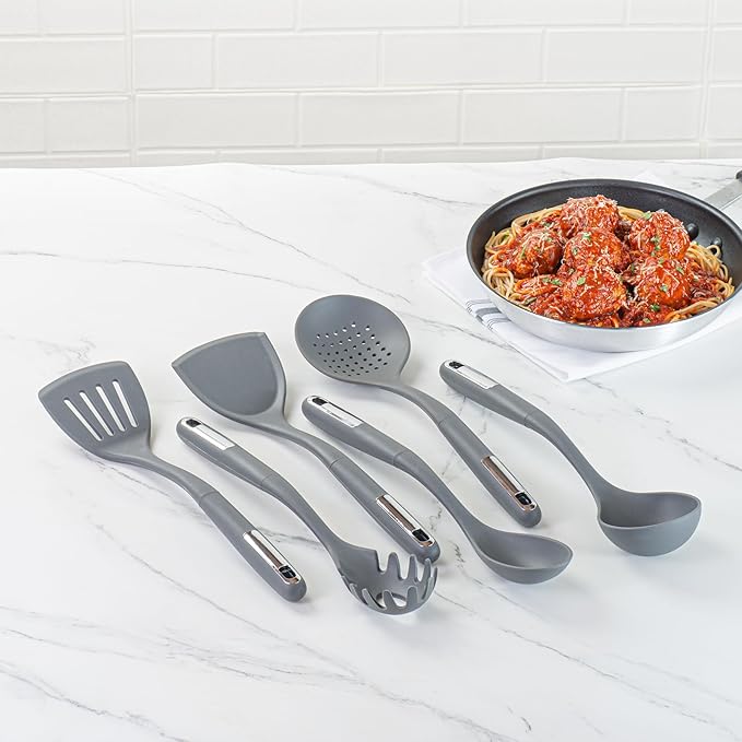 Met Lux Kitchen Utensil Sets, 10 Silicone Utensil Sets- 6 Pieces Per Set, High-Heat Tolerance, Dark Gray Silicone Kitchen Utensils, For No-Stick Cookware - Restaurantware