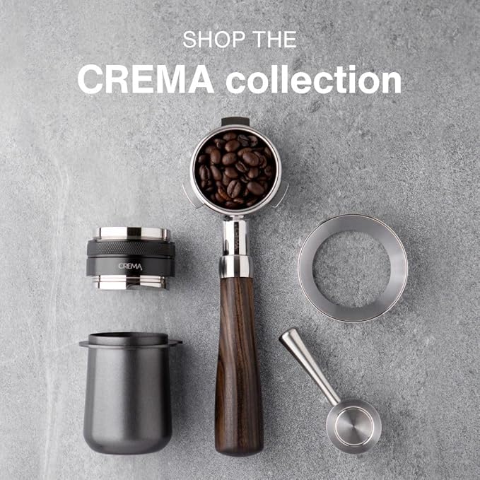 CREMA Coffee Products 53.3mm Hand Tamper & Coffee Distributor | Compatible with Breville Portafilters | Double-Sided, Adjustable Depth Tool | Made with Durable 304 Stainless Steel | Silver