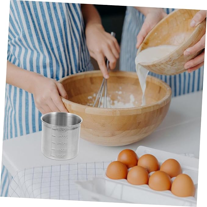 Stainless Steel Measuring Cup Set with Graduated Markings Precision Kitchen Measuring Beaker for Baking Cooking and Commercial Use for Flour Rice Syrups