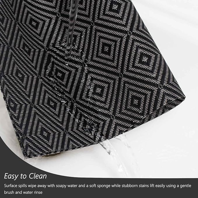 AHHFSMEI Placemats Set of 4 Washable Woven Vinyl Placemats for Dining Table Heat Resistant Non-Slip Stain Resistant Table Mats for Kitchen & Home Decor(Black Grey Checker,4)