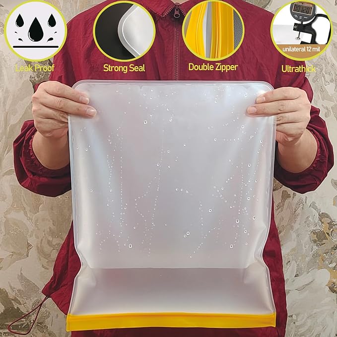 4 Pcs 2 Gallon Reusable Freezer Bags, Large Capacity, BPA Free Reusable Leakproof Food Storage Bags,13 "x 16", Used For Home Food Storage And Camping Food Storage